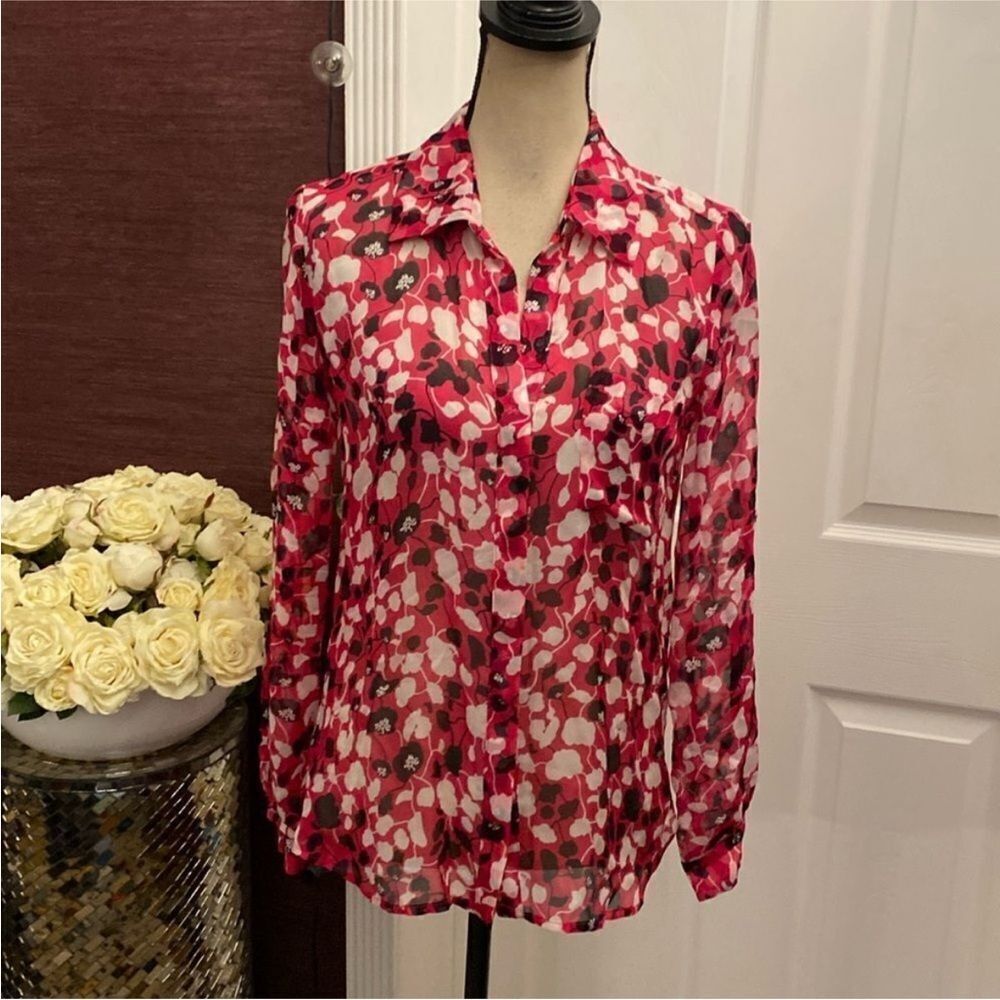 Diane Von Furstenberg Red and White Blouse, US0